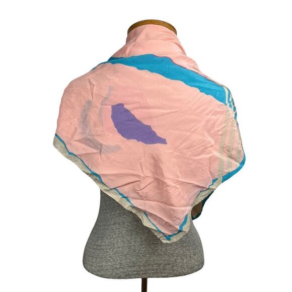 Ginnie Johansen Scarf Womens 32" x 34" Pink Vintage Silk Abstract Pastel - Picture 3 of 5